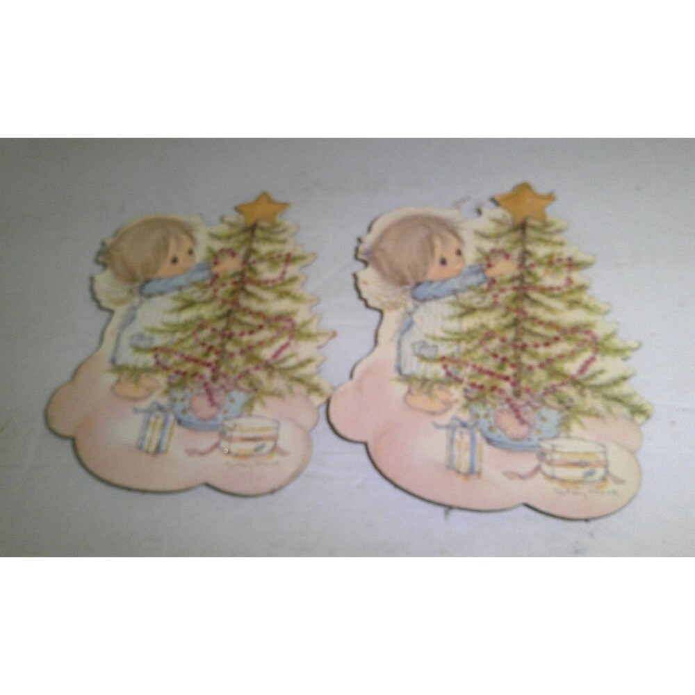 Hallmark Betsey Clark Cardboard Die Cut Wall Hanging Christmas Tree Vintage 2pc